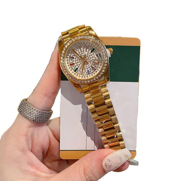 

Diamond Datejust Women Watches Top Brand Designer Lady Watch 8 Colors Fashion Female Wristwatches for Womens Christmas Birthday, Blue