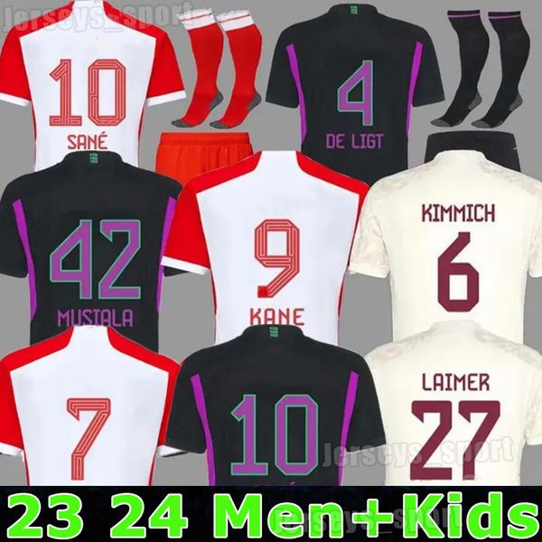 

bayern munich soccer jerseys 22 23 24 gravenberch sane de ligt muller davies kimmich football shirts men kids kit coman 2023 2024 uniform fa, Black;yellow