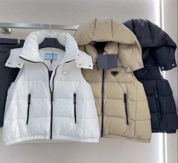 

Fashion women' down vest Outerwear coats designer jacket inverted triangle mens hooded bread suit spring and autumn high quality vests, White