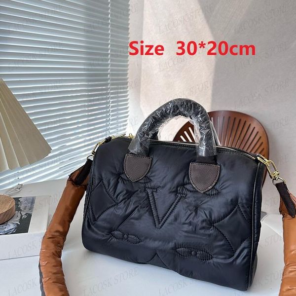 

Winter Designer Bags Womens Feather Down Totes Large Soft Handbags Men Boston Shopping Bag Crossbody with Classic Embroidery Letter, Beige2