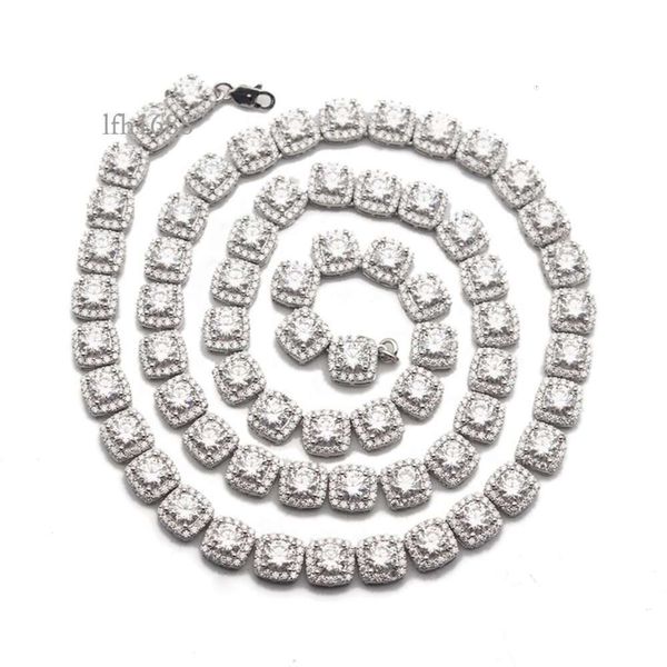 

New Hiphop Bling Jewelry Moissanite Diamond Iced Out Square Tennis Chain Pendant Necklace