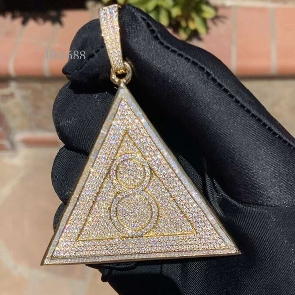 

Hip Hop Full Iced Out Necklace S Two-Tone Baguette Moissanite Letter Pendant