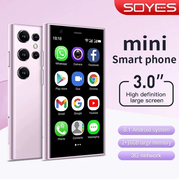 

Original SOYES S23 Pro Mini Smartphones Unlocked Android 8.1 Dual SIM 3.0'' HD 1000mAh Battery WIFI Bluetooth 3G Small Mobile Phone, Black