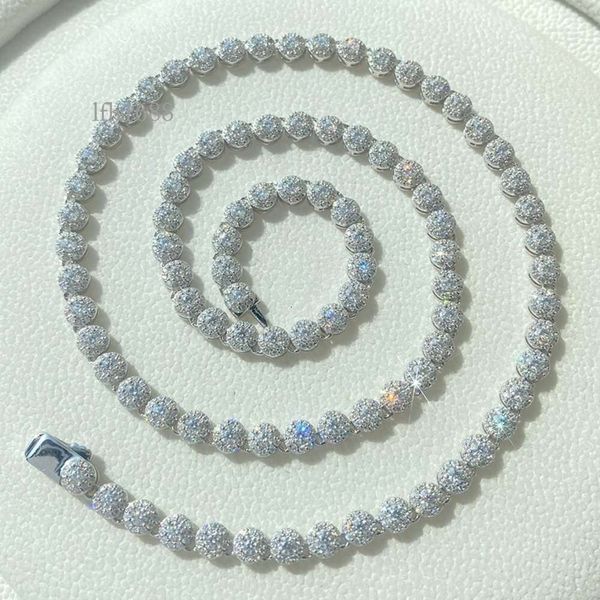 

Iced Out Moissanite Chain 5Mm Round Tennis Cluster Link Chain Sterling Sier Moissanite Diamond Necklace For Men Women