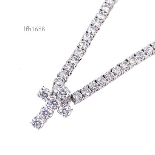 

Tianyu Gems Real Fine Gold Jewelry 10K/14K/ Moissanite Diamond Cross Pendant Tennis Chain Necklace For Men