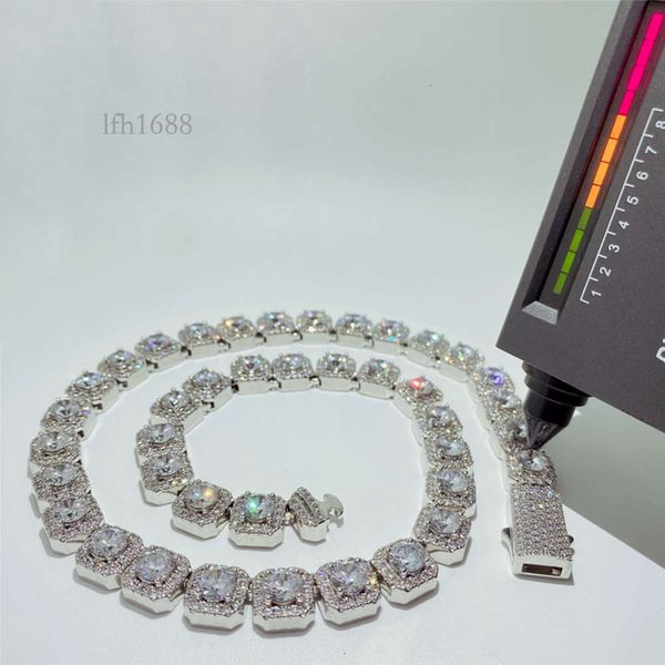

Pass Diamond Tester 10Mm Rock Candy Tennis Chain Vvs D Moissanite Tennis Chain Gra Certificate Necklace Iced Out Bracelet