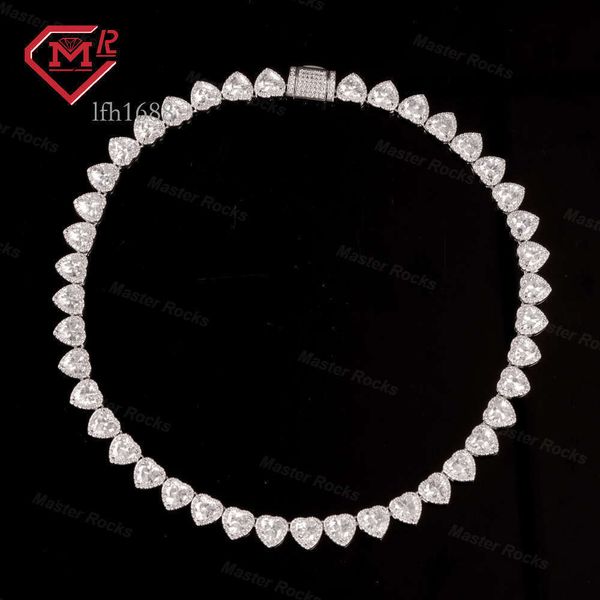 

8Mm Clustered Tennis Chain For Women Sterling Sliver Vvs Moissanite Diamond Heart Tennis Necklace