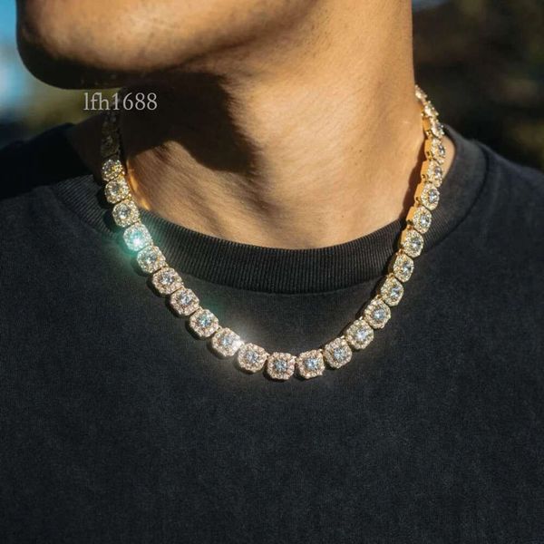 

Custom Jewelry 8Mm Sterling Sier Square Shape Round Cut Vvs Moissanite Tennis Chain