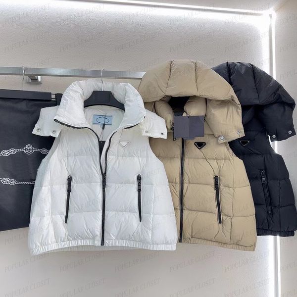 

Womens Vest Downs Designer Winter Sleeveless Jackst Thick Outerwear Super Hooded Coat with Classic Triangular Letter New Fashion Vests Coats, Black