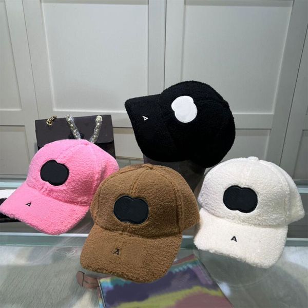 

Winter Cashmere Caps Mens Wool Ball Cap Bucket Hat Designer Men Woman Letters Embroidered Lamb Hats Casquettes High Quality, Brown