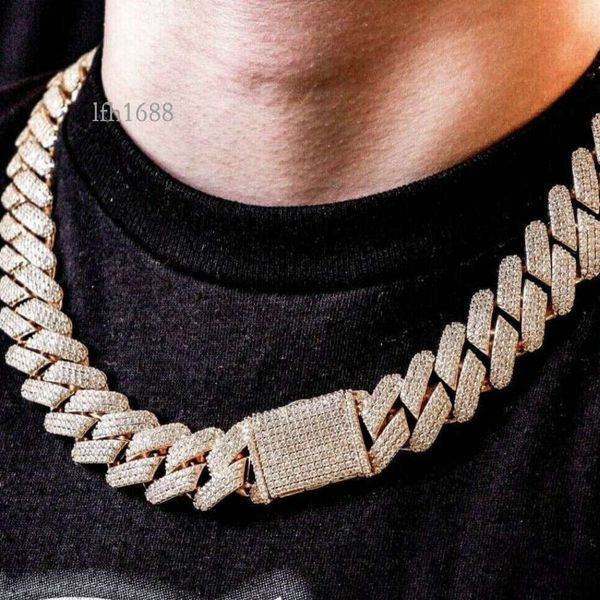 

Factory Outlet Men Trend Iced Out S Sier 9K 10K 14K Gold White Hip Hop Moissanite Diamond Cuban Tennis Chain Necklace