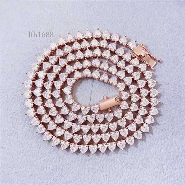 

Fresh Item Hip Hop Bling Bling Sterling Sier Heart Shape 4Mm Flawless D Color Lab Diamond Moissanite Tennis Chain