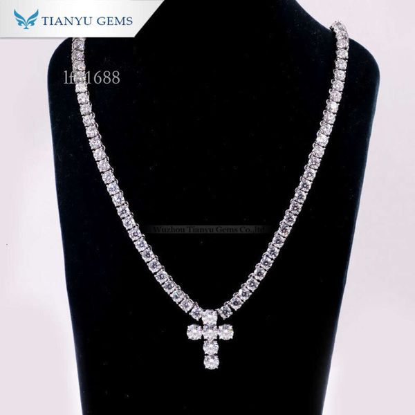 

Tianyu Gems Customized 10K 14K Gold Moissanite Diamond Hip Hop Tennis Cuban Link Chain Necklace Cross