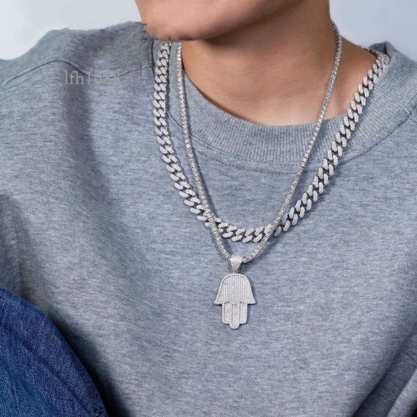 

Men's Cuban Moissanite Tennis Necklace Sterling Sier Hiphop Def Real Sterling Sier Necklace Men Moissanite Pendant