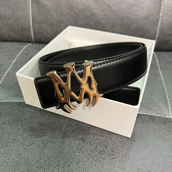 

Designer Belt AM Letter Steel Buckle Women's Belt Fashion Business Leisure Outdoor Men's Belt A, 14