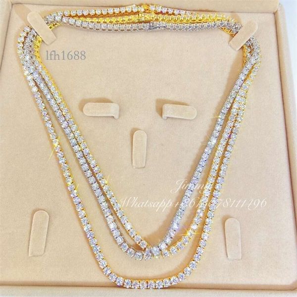 

2023 Iced Out Moissanite Diamond Jewelry 10K Real Gold Tennis Chain