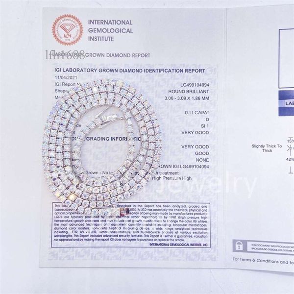 

Igi Certificates 3Mm Lab Grown Diamond Jewelry 10K Real Gold Personalized Tennis Necklace And Bracelet