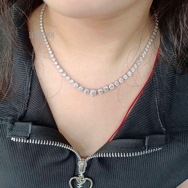 

Starsgem Sterling Sier Moissanite Gradual Necklace Tennis Chain Necklace