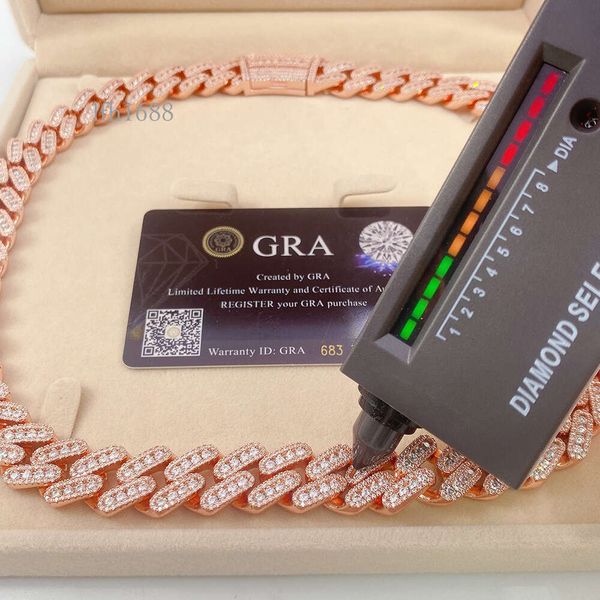 

13Mm Moissanite Miami Cuban Link Chain In Sier Vvs Moissanite Necklace Bracelets