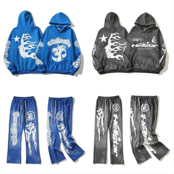 

Clothing Designer Pants Hellstar Studio Blue Lighting Men's Jogging Hip Hop Hoodie Casual Pants Suit, 16