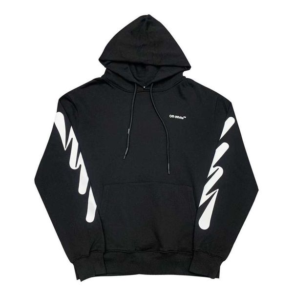 

Offs Men's designer hoodies OFF OW WHITE Black and White Graffiti Brush Wave Zebra Loose Unisex Hoodie Sweater High quality trend cool handsome hoodie