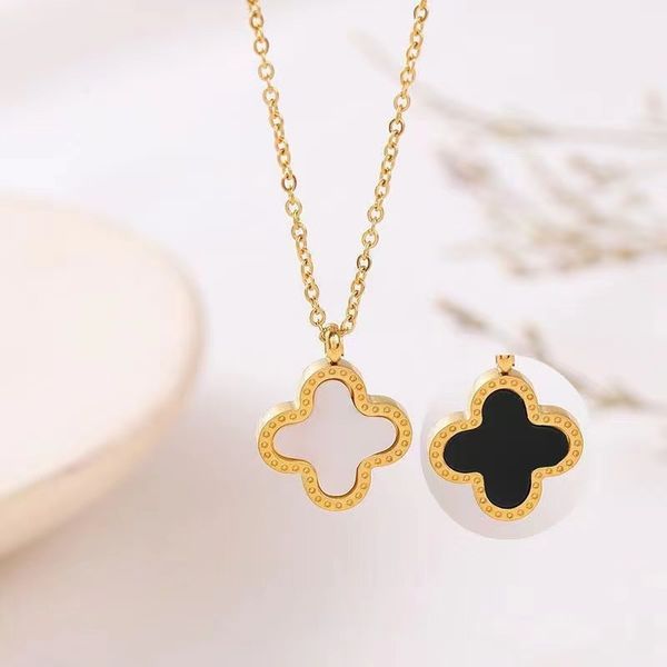

Luxury Colorful Clover Necklace Gold Plated Stainless Steel Jewelry for Women Gift