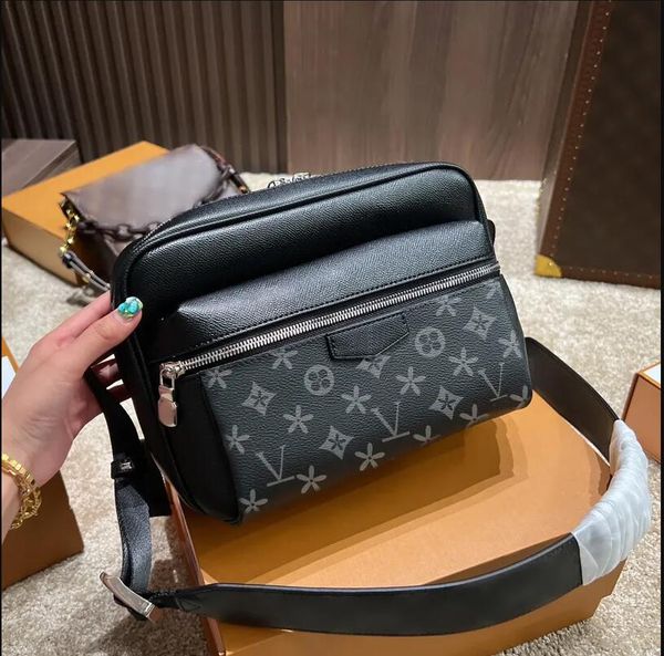 

Men luxury TRIO desinger Messenger Bag Eclipse Reverse Canvas Crossbody Bags 3 Piece Set Leather Shoulder Bag With Purse Wallet Clutch black