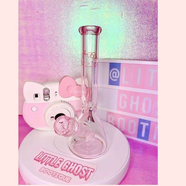 

Wholesale New Design H25cm Pink Cute Printing Smoking Glass Bong Pipe/Glass Beaker Bong Pipe/10inch Water Bong Hookah Pipes