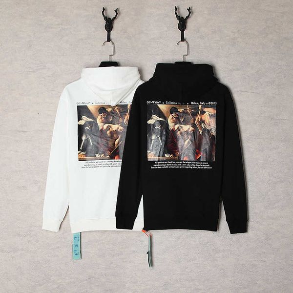 

Offs Men' designer hoodies Autumn winter fashion brand off ow Caravaggio oil painting loose large Hoodie men' and women' high street Hoodie cool quality hoodie, White