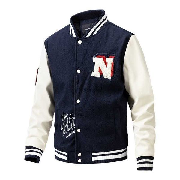 

Fashion men's wear Jacket jacket baseball collar woolen single street fashion large cotton men, 77163 black