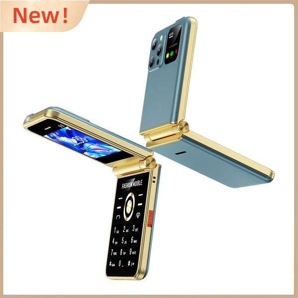

P20 New 4 SIM Card Flip Mobile Phone Speed Dial Magic Voice LED Flashlight MP3 FM Radio 2.4 HD Screen GSM Unlocked Cellphone 2., Random