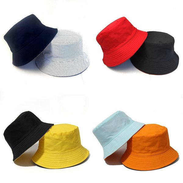 

Plain Reversible Cotton Bucket Hat Mens Womens Double Sided Wear Summer Beach Sun Visor Blank Brimmed Fishing Cap Custom Logo, Black white