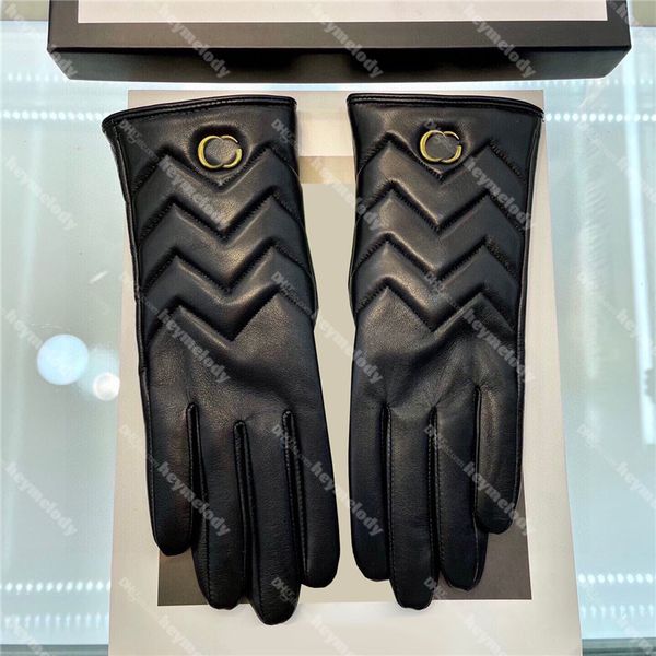 Classic Lambskin Gloves Soft Warm Designer Gloves Women Genuine Leather Gloves Mittens With Box