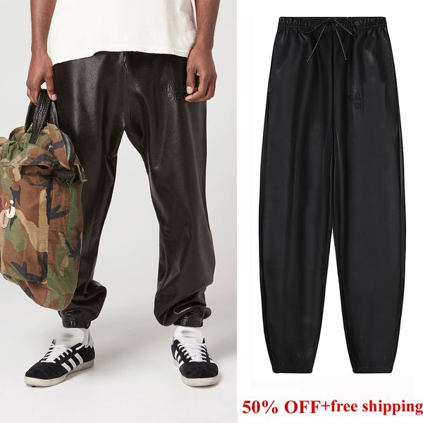 

Mens Designers Pants High Street Pants for Men PU Leather Men's Trousers Sweatpants Casual Women Hip Hop Streetwear, Black