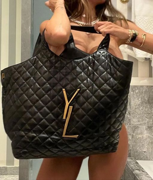 

Luxury Designer handbags for womanIcare Black Maxi Bag fashion rhombic lambskin Purse Shoulder Large Tote 22.8inch womens Beach Travel shopping bags handbag