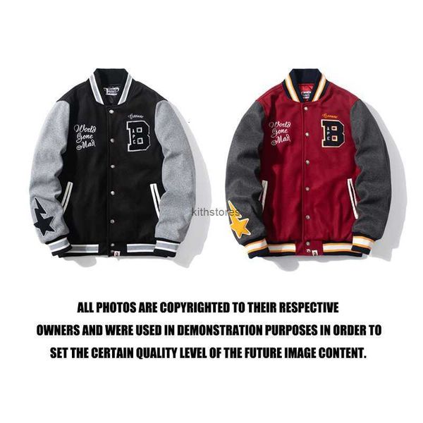 

Fashion men's wear New fashion brand embroidered star stitched woolen jacket Baseball Jacket and women's cardigan, Black