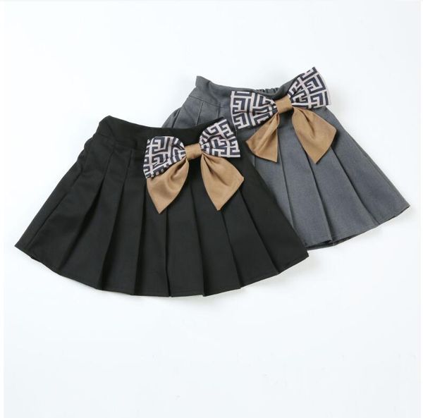 

Cute Baby Girls Pleated Skirts Kids Tutu Skirt with Bowknot, Gray