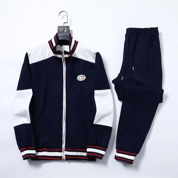 

Fashion Men Sportswear Set Brand Mens Tracksuit Sporting Fitness Clothing Two Pieces Long Sleeve Jacket + Pants Casual designer Men's Track Suit, Blue