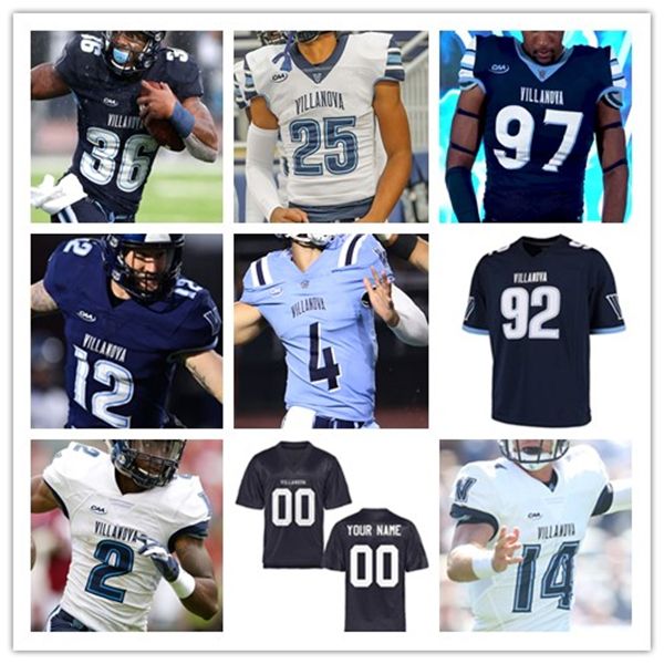 

NCAA College Villanova Wildcats Football Jersey Connor Watkins James Mott Jalen Jackson DeeWil Barlee Rayjuon Pringle Jaylan Sanchez Shane Hartzell Reichwein, Men white