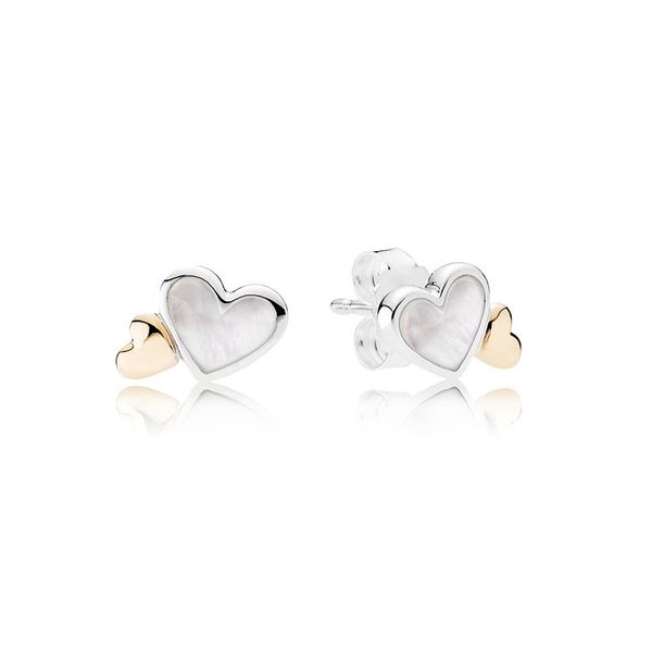 

Authentic Luminous Hearts Stud Earrings S925 Sterling Silve Fine Jewelry Fits European Style Designer Earrings 290697MOP