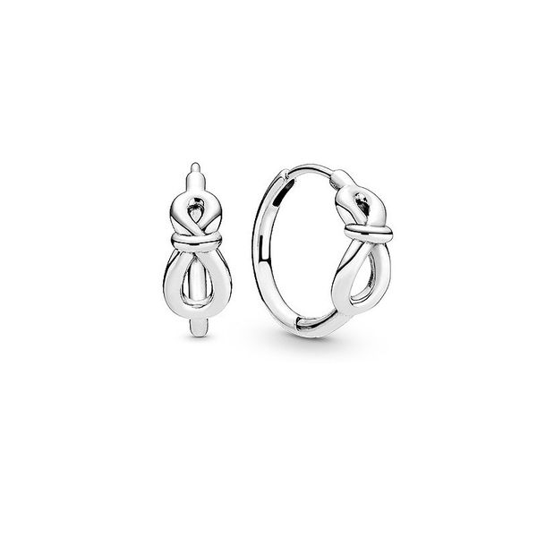 

Authentic Pando Ra Infinity Knot Hoop Earrings S925 Sterling Silve Fine Women Earring Compatible European Style Earring Jewelry 298889C00