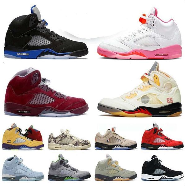 

Basketball Shoes Jumpman 5 5s Fire Red Oreo White Sail Dark Concord Racer Blue Raging Black Metallic Green Bean Bluebird Safety Orange What The Sport Sneakers, 22