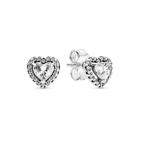 

Authentic Elevated Heart Stud Earrings S925 Sterling Silve Fine Jewelry Fits European Style Earrings Designer For Women 298427C01