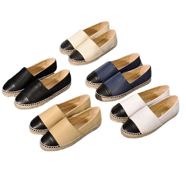 

Woman Canvas Loafer Designer Fisherman Shoes Flat Oxfords Genuine Leather Thick Bottom Pedal Lazy Espadrilles Shoes Fragrance Grass Woven Hemp Rope Casual Shoes, Beige