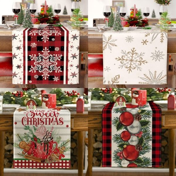 

en Tablecloth Flag Tableware Pads Mats Merry Christmas Decorations Festive Party Decor Table Cover Ornaments Xmas Gift
