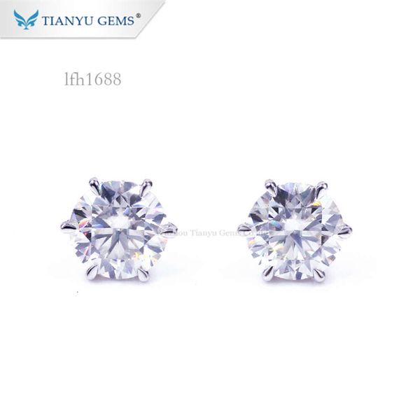 

Tianyu Gems Custom Jewelry 1Ct Round Cut Moissanite 14K Gold Fashion Earring