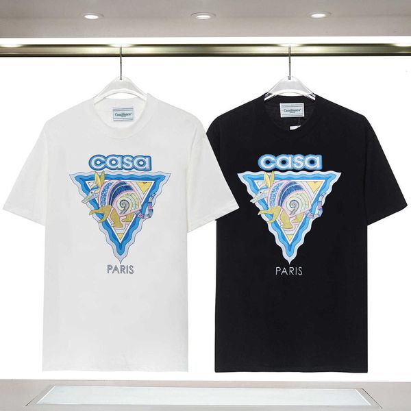 

Designer Casablanca Men' fashion Tshirt 2023 Casablanca Double Yarn Pure Cotton T-shirt for Men and Women Hip Hop Casual Short Sleeve High quality Cool men' T-shirt, D369 white
