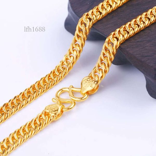 

Solid Yellow Gold Au999 Chain Men Necklace 31G 51G 81G For Casual Daily Jewelry Wear