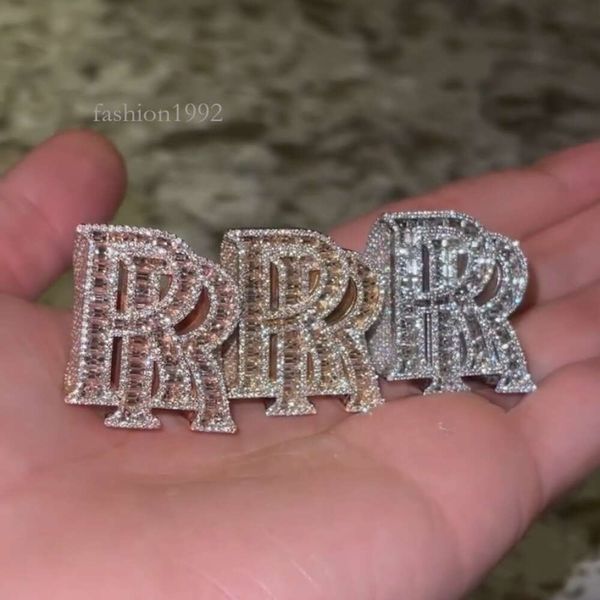 

Iced Out Rr Design Vvs Moissanite Diamond Sier Rings For Men Adjustable Sterling Sier Rings
