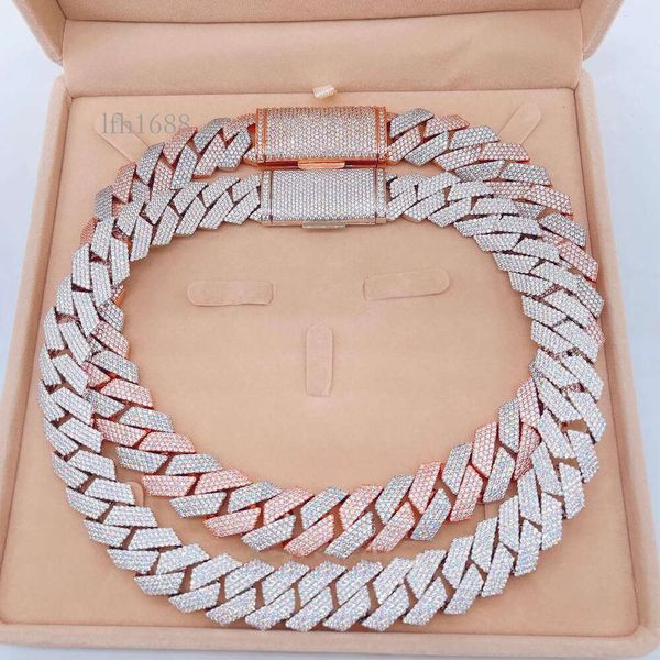 

Sterling Sier White Gold Miami Cuban Link Iced Out Lab Diamond Moissanite Cuban Chain